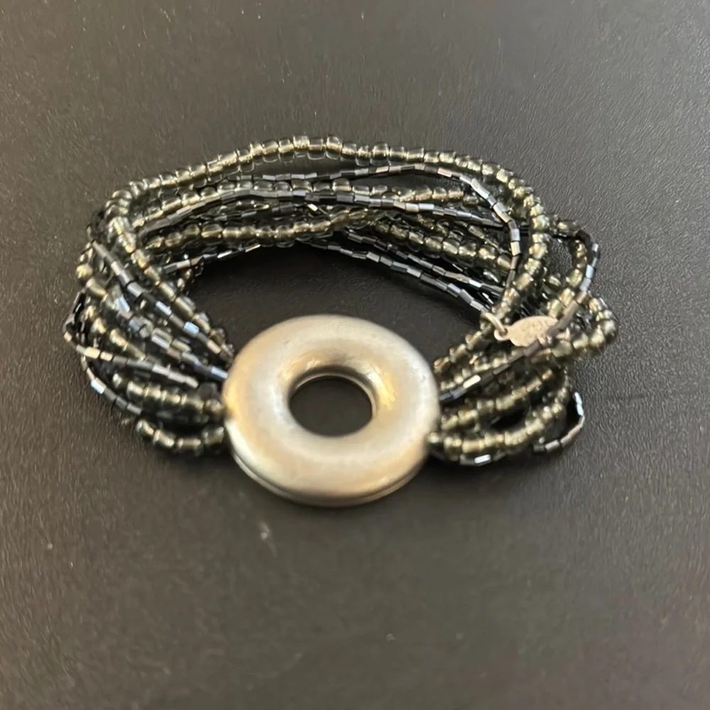 Elegant Black and Silver Beaded Bracelet